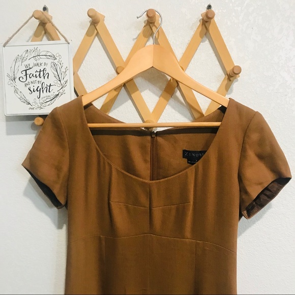 Zenobia Brown Square Neckline Dress Sz 6 - Picture 3 of 9